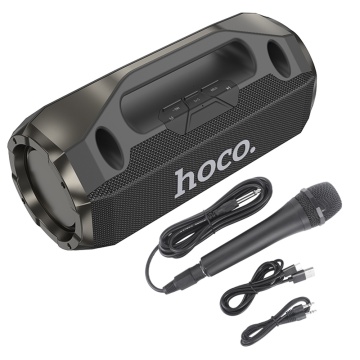 Boxa wireless cu microfon 10W Hoco HA3, TF, USB, AUX -Negru - Img 4