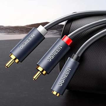 Cablu audio 2 x RCA la auxiliar Jack 3.5mm Ugreen, 10588 - Gri - Img 3