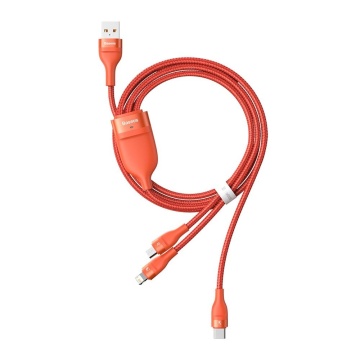 Cablu De Date 3in1 Lightning, Micro-USB, Type-C 1.2m 5A Baseus, portocaliu, CA1T3-07 - Img 5