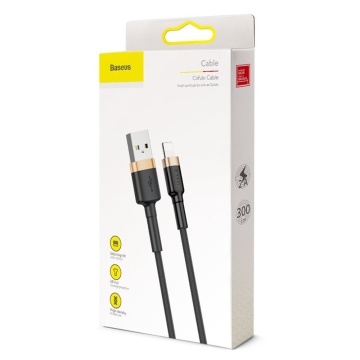 Cablu de date Lightning Baseus, 2A, 3m, CALKLF-RV1 - Negru/Auriu - Img 6