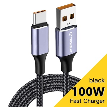 Cablu de date (UCB320-Z) - USB la tip C, încărcare super rapidă, 100 W, 480 Mbps, 6 A, nailon, aliaj de aluminiu, 1 m - Negru - Img 4