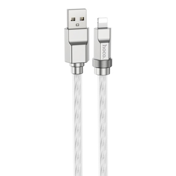 Cablu iPhone Fast Charging 2.4A Hoco U113, 1m, Argintiu - Img 1