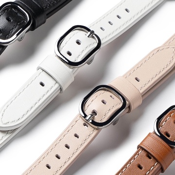 Curea Apple Watch 1/2/3/4/5/6/7/8/9/10/SE/SE 2/Ultra/Ultra 2 (42/44/45/46/49mm) Ringke Leather One Slim - Alb - Img 5