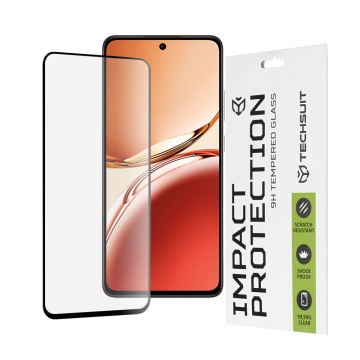 Folie pentru Oppo Reno12 F 4G / Reno12 F 5G / Reno12 FS Techsuit 111D Full Cover / Full Glue Glass / 3D Curved Screen - Black - Img 1