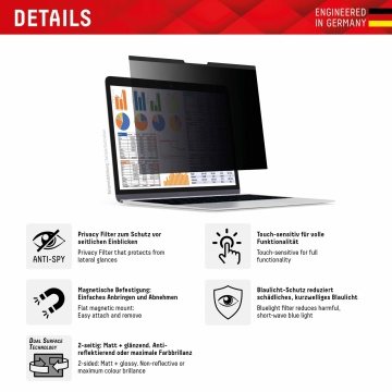 Folie premium MacBook Pro 16" 2022 Displex Laptop Privacy Safe- Negru - Img 4