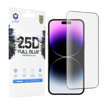 Folie sticla iPhone 14 Pro Max Lito 2.5D Full Glue, Black - Img 1