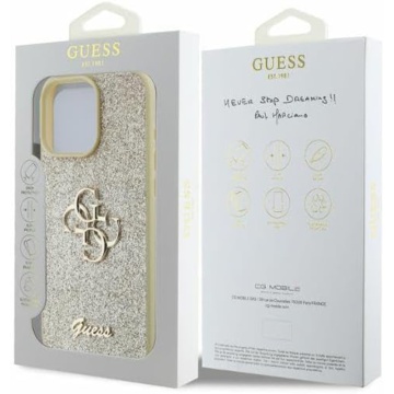 Husa Guess Glitter Fixed Big 4G iPhone 16 Pro cu sclipici - Auriu - Img 5