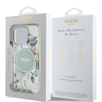 Husa Guess iPhone 16 Pro Liquid Glitter Flower MagSafe, GUHMP16LLFMWTE- Verde - Img 4