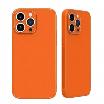 Husa Iphone 14 Pro din piele ecologica Orange - Img 1