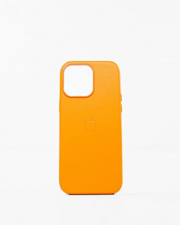 Husa Iphone 14 Pro Max din piele naturala Portocalie MagSafe - Img 1
