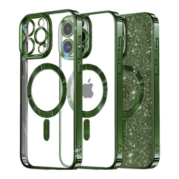 Husa Iphone 14 Pro Max Techsuit - Luxury Glitter MagSafe, Verde - Img 1