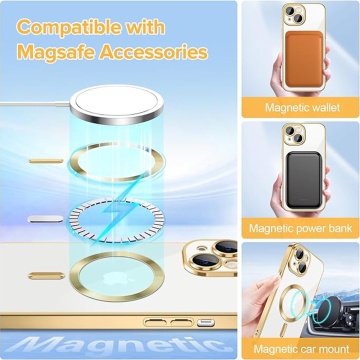 Husa Iphone 14 Techsuit - Luxury Crystal MagSafe, Auriu - Img 5
