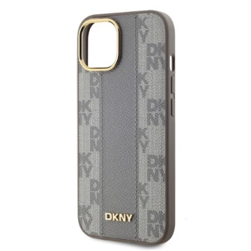 Husa iPhone 15 - DKNY Leather Checkered Mono Pattern MagSafe (DKHMP15SPCPVSLE) - Beige - Img 4