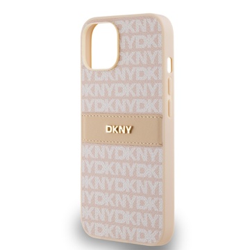 Husa iPhone 15 - DKNY Leather Mono Stripe & Metal Logo (DKHCP14SPRTHSLP) - Pink - Img 3