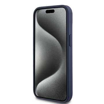 Husa iPhone 15 - DKNY Leather Mono Stripe & Metal Logo (DKHCP15SPRTHSLB) - Blue - Img 3