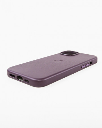 Husa Iphone 15 Plus din piele naturala Mov MagSafe - Img 2