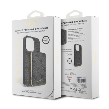 Husa iPhone 15 Pro Guess Hardcase Powerbank MagSafe GUBPM5P15L4GEMGK- Negru - Img 7