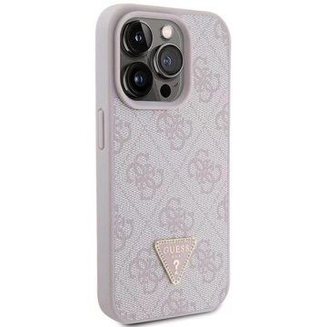 Husa iPhone 15 Pro Guess Leather 4G Triangle Strass GUHCP15LP4TDPP- Roz - Img 6