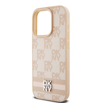 Husa iPhone 15 Pro Max - DKNY Leather Checkered Mono Pattern & Printed Stripes (DKHCP15XPCPTSSP) - Pink - Img 4