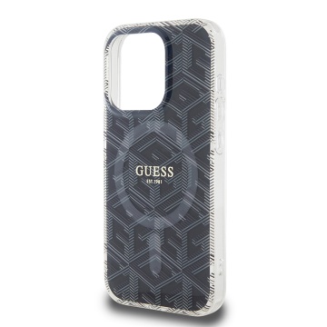 Husa iPhone 15 Pro originala Guess IML GCube MagSafe GUHMP15LHGCUSTGK- Negru - Img 6