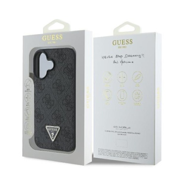 Husa iPhone 16 Guess Leather 4G Triangle Strass - Negru - Img 3