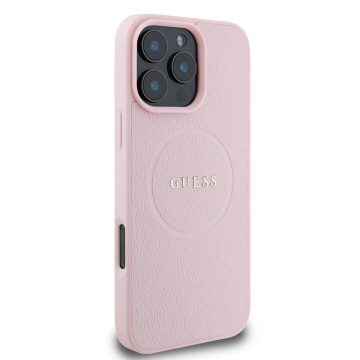 Husa iPhone 16 Pro Guess Grained Gold Ring MagSafe - Roz - Img 4