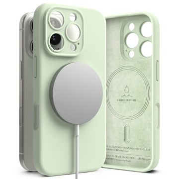 Husa iPhone 16 Pro Max Ringke Silicone Magnetic MagSafe - Verde Menta - Img 5
