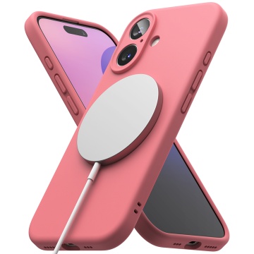 Husa iPhone 16 Ringke Silicone Magnetic MagSafe - Roz - Img 5
