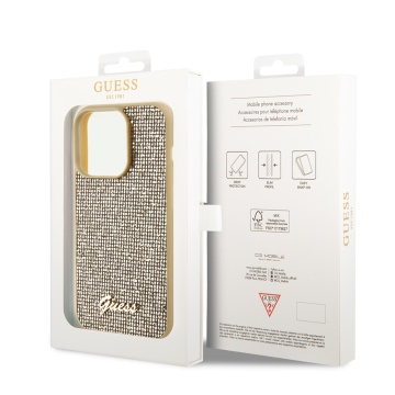 Husa originala Guess iPhone 15 Pro Disco Metal Scrip GUHCP15LPMSDGSD- Auriu - Img 6
