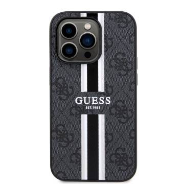 Husa originala Guess iPhone 15 Pro Hardcase 4G Printed Stripes MagSaf GUHMP15LP4RPSK- Negru - Img 3