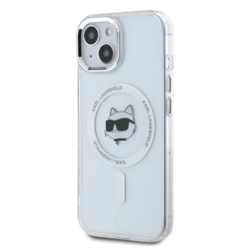 Husa pentru iPhone 15 - Karl Lagerfeld IML MagSafe (KLHMP15SHLSCHH) - White Metal Choupette`s Head - Img 3