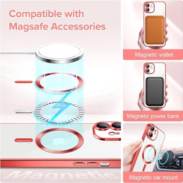 Husa premium iPhone 12 Techsuit Luxury Crystal MagSafe - Rosu - Img 2