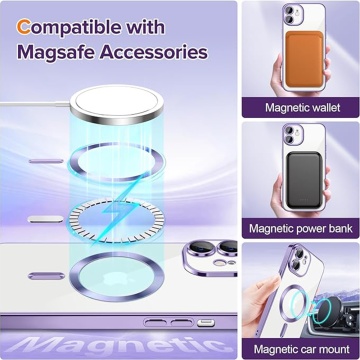Husa premium iPhone 12 Techsuit Luxury Crystal MagSafe - Violet - Img 2