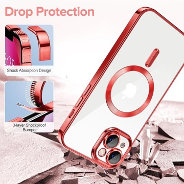 Husa premium iPhone 13 Techsuit Luxury Crystal MagSafe - Rosu - Img 2