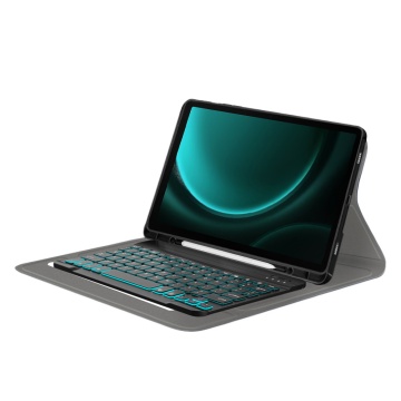 Husa Samsung Galaxy Tab S9 FE Plus cu tastatura magnetica wireless RGB/pencil holder Techsuit CozyTab - Negru - Img 2