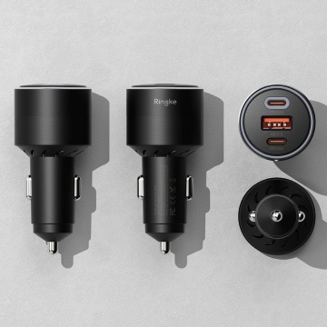Incarcator auto USB, 2x Type-C Ringke, PD30W, QC3.0, negru - Img 5
