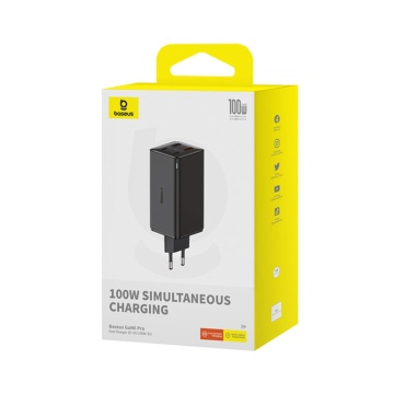 Incarcator de perete Baseus GaN6 Pro (P10162705112-00) - 2x USB, 2x Type-C, 100W, cu cablu Tip-C, 100W, 20V, 5A, 1m - Negru - Img 5