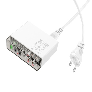 Incarcator de perete Hoco, Fuerza (N36) - 3x USB, 3x Type-C, 65W cu cablu DC - Alb - Img 5