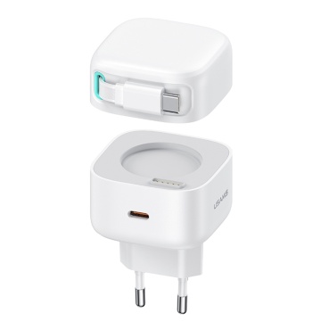 Incarcator de perete Usama Seria XMF (US-CC202) - incarcare rapida GaN, USB-C PD35W cu cablu retractabil de tip C, 80 cm - Alb - Img 1