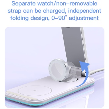 Incarcator Wireless 3 in 1, pentru iPhone, Apple Watch, AirPods, 15W , Alb - Img 4