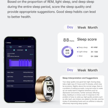 Inel Smart Techsuit (R3) - Unisex, Monitorizeaza ritmul cardiac, Consumul de calorii, Somn, Fitness, IP68, Dimensiune 19.8mm - Cyan - Img 3
