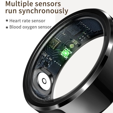 Inel Smart Techsuit (R6) - Unisex, Monitorizeaza ritmul cardiac, Saturatia de oxigen, Tracker pentru somn și fitness, IP68, Dimensiune 18mm - Negru - Img 5