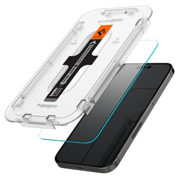 [Pachet 2x] Folie iPhone 14 Pro Max Spigen Glas.tR EZ Fit, Clear - Img 5