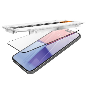 [Pachet 2x] Folie iPhone 15 Plus Spigen Glas.tR EZ Fit, Black - Img 3