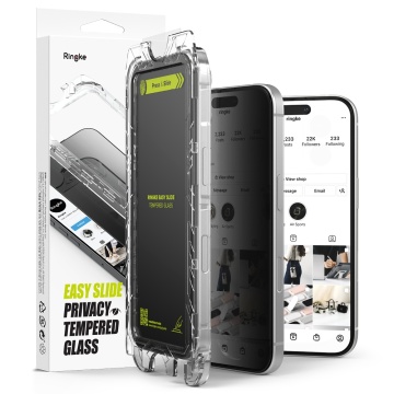 [Pachet 2x] Folie sticla iPhone 15 Plus Ringke Easy Slide Tempered Glass - Privacy - Img 1