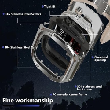 [Pachet 360°] Husa + curea Apple Watch 4 / 5 / 6 / SE (44mm) ShellBox Waterproof IP68 - Argintiu - Img 5