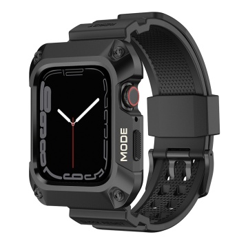 [Pachet] Husa + curea Apple Watch 7 / 8 / 9 (45mm) Lito Metal RuggedArmor, LS002 - Negru - Img 1