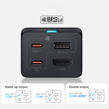 Statie de incarcare Baseus GaN5 Pro (CCGP110201) - HDMI 4K, 2xType-C, USB, 67W, 1.5m, cablu tip C, 100W, 40Gbps, 1m - Negr - Img 4