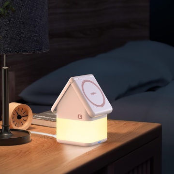 Statie de incarcare Duzzona (W20) - pentru iPhone, Apple Watch și AirPods, 15 W, cu lumină LED - roz - Img 5