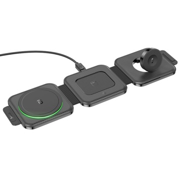 Stație de încărcare Unique (CQ4) - pentru telefon, căști și ceas, design pliabil, 15 W Hoco- negru - Img 2